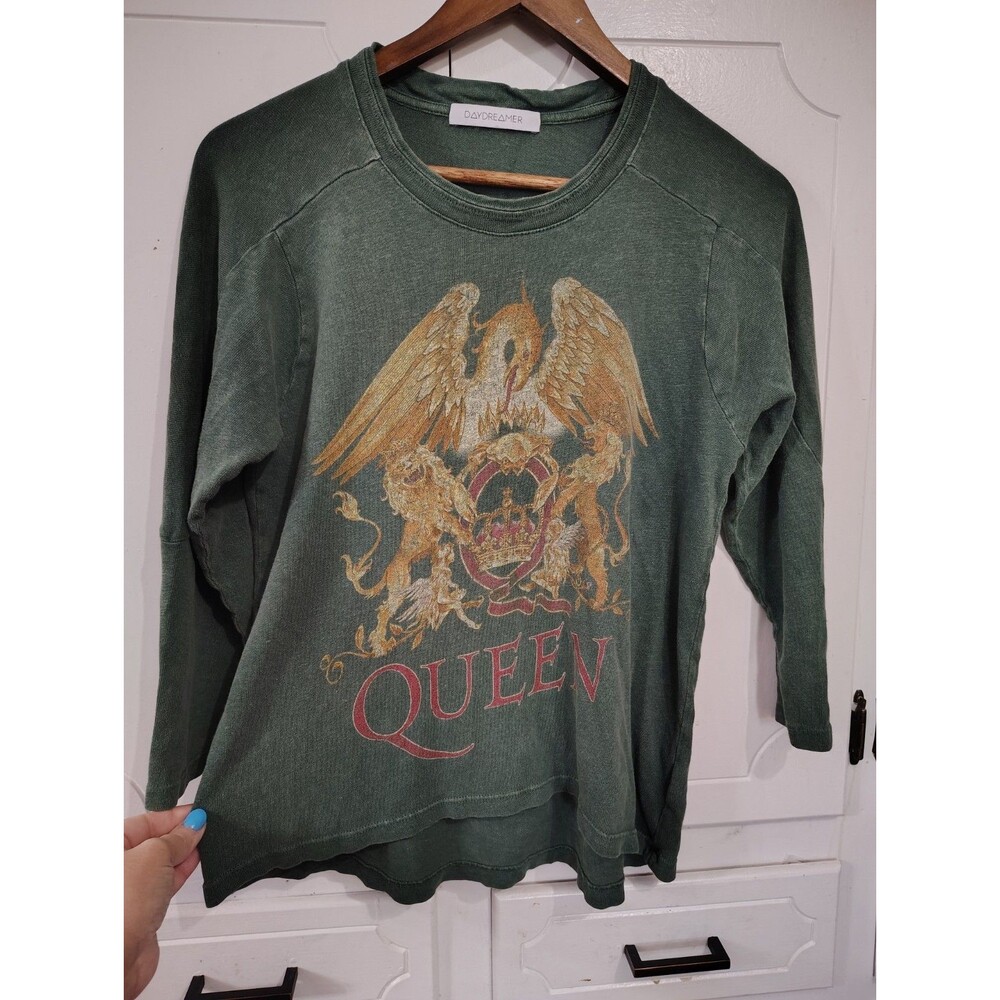 Daydreamer QUEEN Band Green 3/4 Sleeve Shirt Women Size Small Graphic Rock